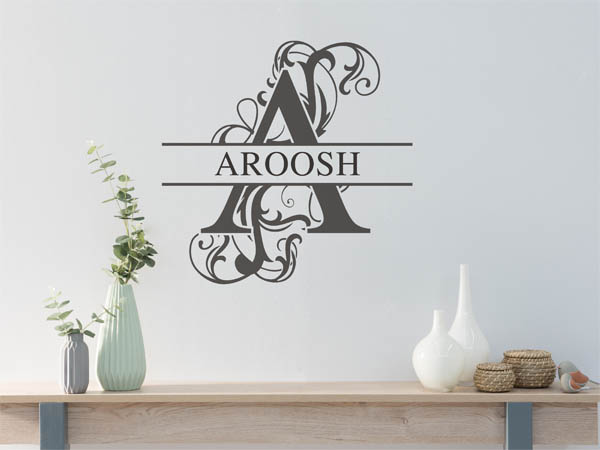 Wandtattoo verschnörkelter Buchstabe A mit Aroosh