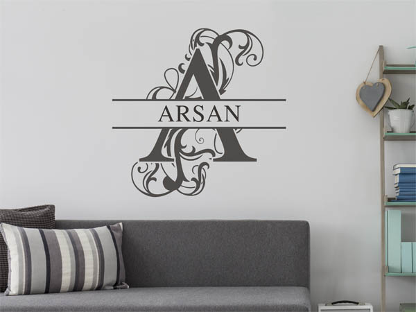 Wandtattoo verschnörkelter Buchstabe A mit Arsan