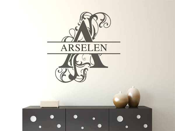 Wandtattoo verschnörkelter Buchstabe A mit Arselen