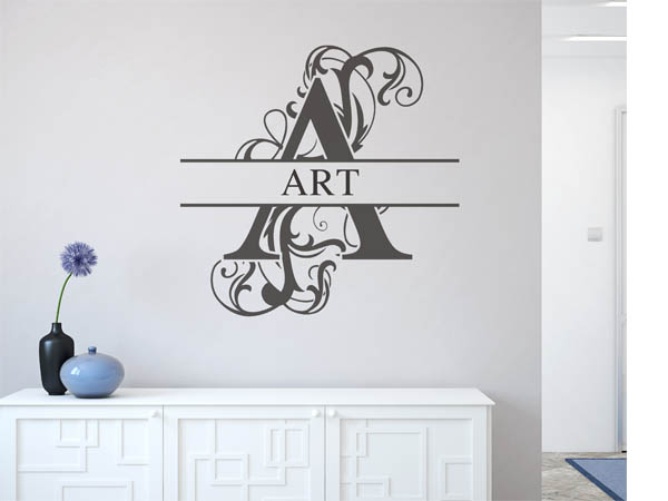 Wandtattoo verschnörkelter Buchstabe A mit Art