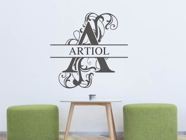 Wandtattoo verschnörkelter Buchstabe A mit Artiol