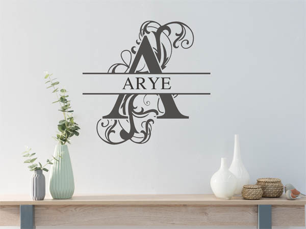 Wandtattoo verschnörkelter Buchstabe A mit Arye
