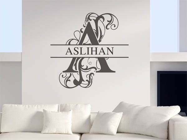 Wandtattoo verschnörkelter Buchstabe A mit Aslihan