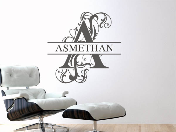 Wandtattoo verschnörkelter Buchstabe A mit Asmethan