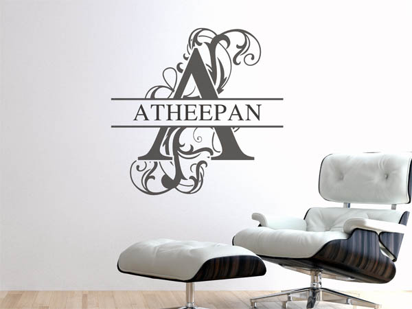 Wandtattoo verschnörkelter Buchstabe A mit Atheepan