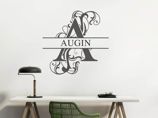 Wandtattoo verschnörkelter Buchstabe A mit Augin