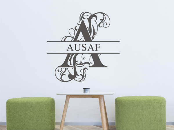 Wandtattoo verschnörkelter Buchstabe A mit Ausaf