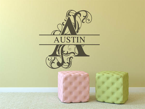Wandtattoo verschnörkelter Buchstabe A mit Austin