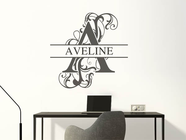 Wandtattoo verschnörkelter Buchstabe A mit Aveline
