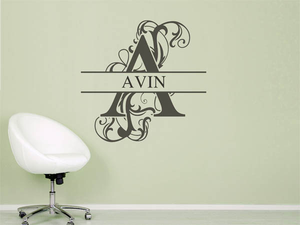Wandtattoo verschnörkelter Buchstabe A mit Avin
