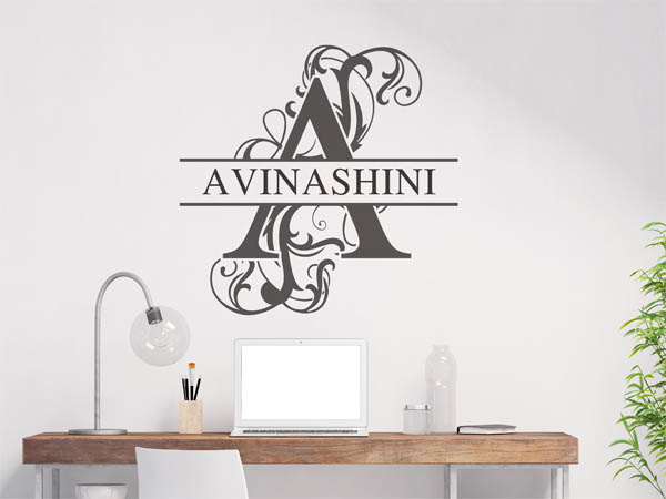 Wandtattoo verschnörkelter Buchstabe A mit Avinashini