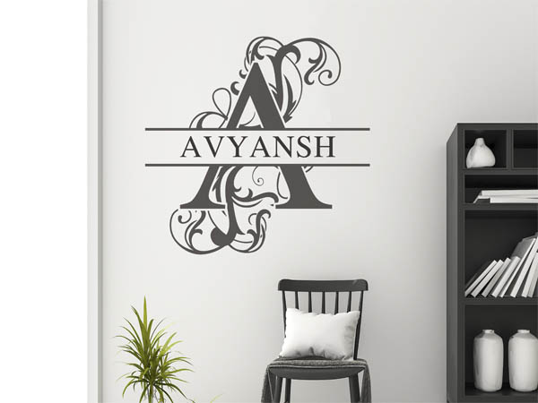 Wandtattoo verschnörkelter Buchstabe A mit Avyansh