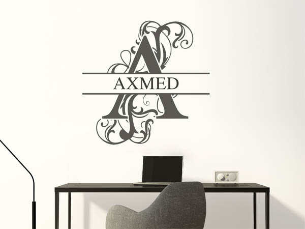 Wandtattoo verschnörkelter Buchstabe A mit Axmed