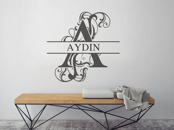 Wandtattoo verschnörkelter Buchstabe A mit Aydin