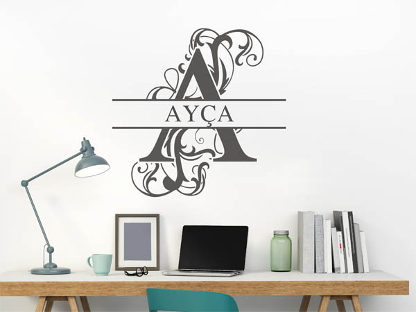 Wandtattoo verschnörkelter Buchstabe A mit Ayça
