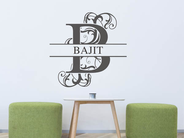 Wandtattoo verschnörkelter Buchstabe B mit Bajit
