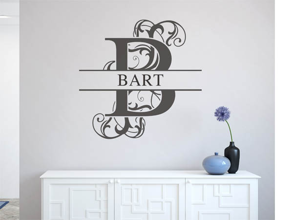 Wandtattoo verschnörkelter Buchstabe B mit Bart