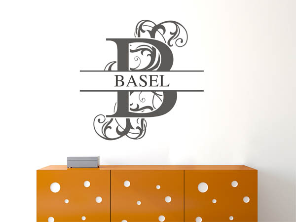 Wandtattoo verschnörkelter Buchstabe B mit Basel