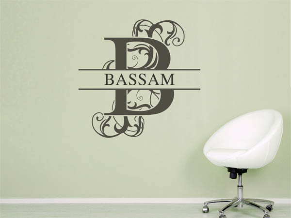 Wandtattoo verschnörkelter Buchstabe B mit Bassam