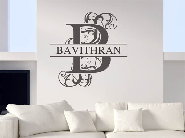 Wandtattoo verschnörkelter Buchstabe B mit Bavithran