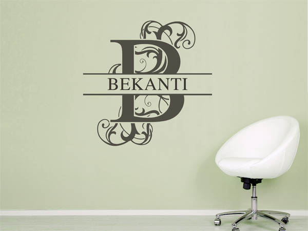 Wandtattoo verschnörkelter Buchstabe B mit Bekanti