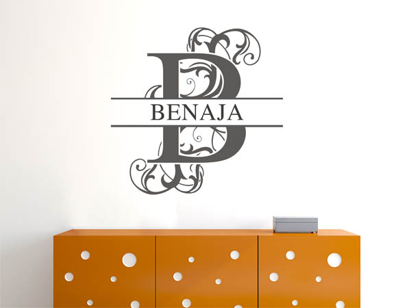 Wandtattoo verschnörkelter Buchstabe B mit Benaja
