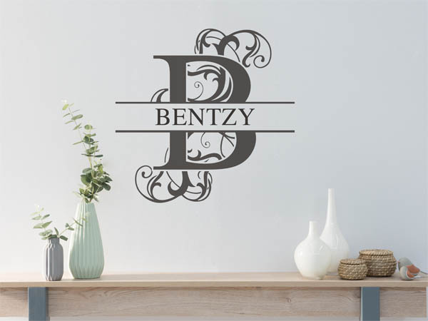 Wandtattoo verschnörkelter Buchstabe B mit Bentzy