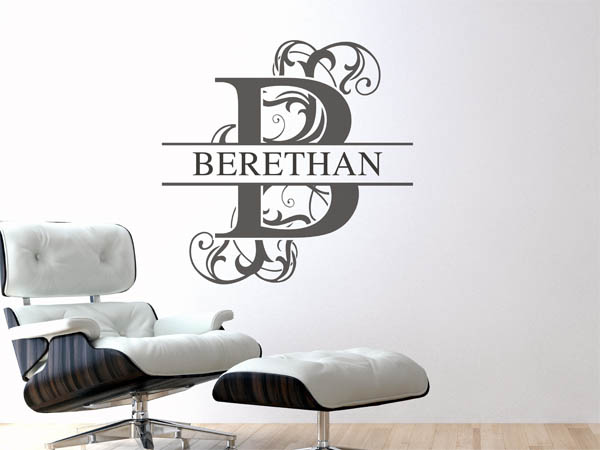 Wandtattoo verschnörkelter Buchstabe B mit Berethan
