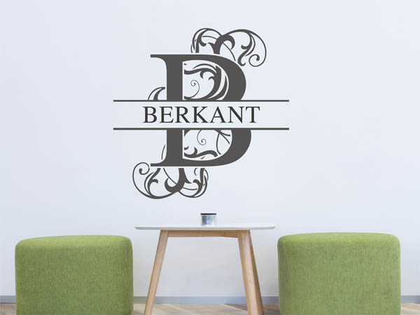 Wandtattoo verschnörkelter Buchstabe B mit Berkant