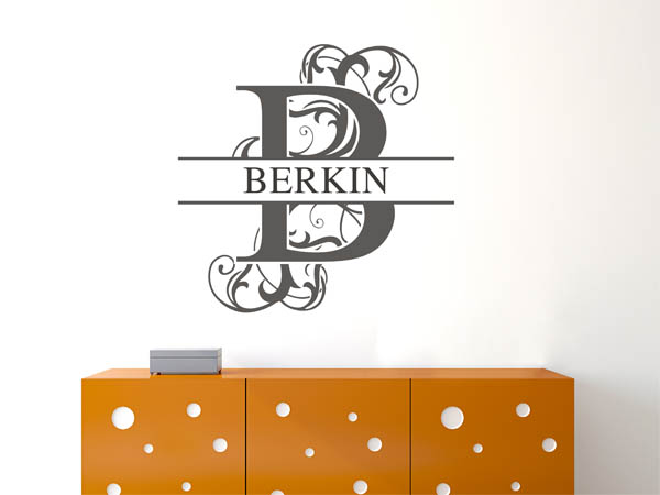 Wandtattoo verschnörkelter Buchstabe B mit Berkin
