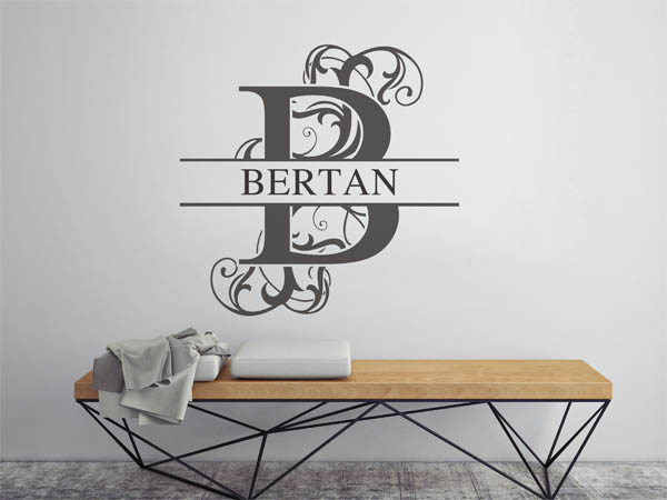 Wandtattoo verschnörkelter Buchstabe B mit Bertan