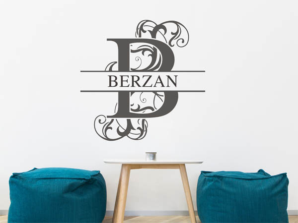 Wandtattoo verschnörkelter Buchstabe B mit Berzan