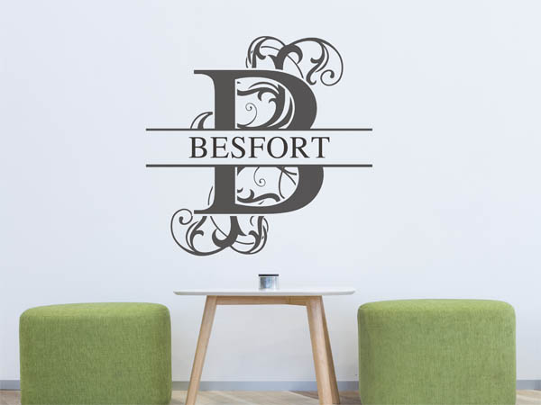 Wandtattoo verschnörkelter Buchstabe B mit Besfort