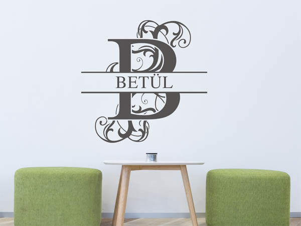 Wandtattoo verschnörkelter Buchstabe B mit Betül