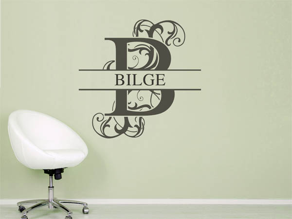 Wandtattoo verschnörkelter Buchstabe B mit Bilge
