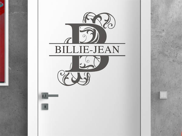 Wandtattoo verschnörkelter Buchstabe B mit Billie-Jean