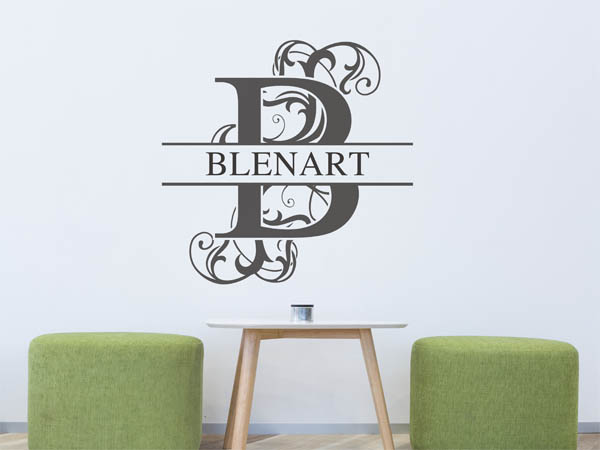 Wandtattoo verschnörkelter Buchstabe B mit Blenart