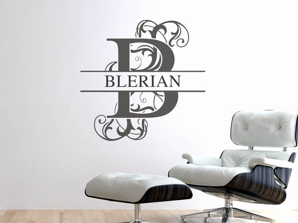 Wandtattoo verschnörkelter Buchstabe B mit Blerian