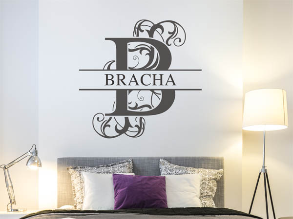 Wandtattoo verschnörkelter Buchstabe B mit Bracha