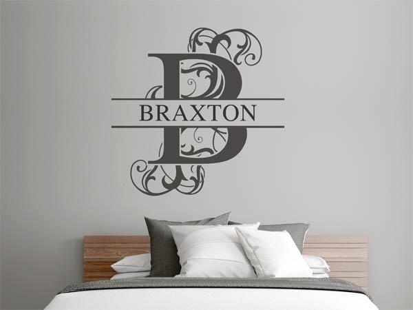 Wandtattoo verschnörkelter Buchstabe B mit Braxton