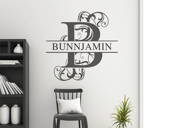 Wandtattoo verschnörkelter Buchstabe B mit Bunnjamin