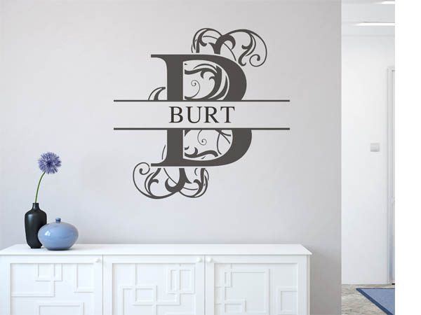 Wandtattoo verschnörkelter Buchstabe B mit Burt