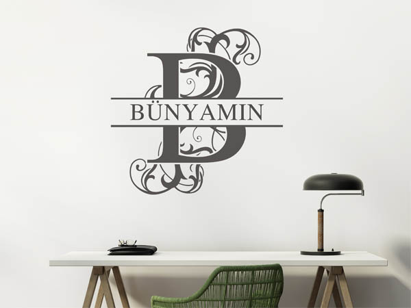 Wandtattoo verschnörkelter Buchstabe B mit Bünyamin