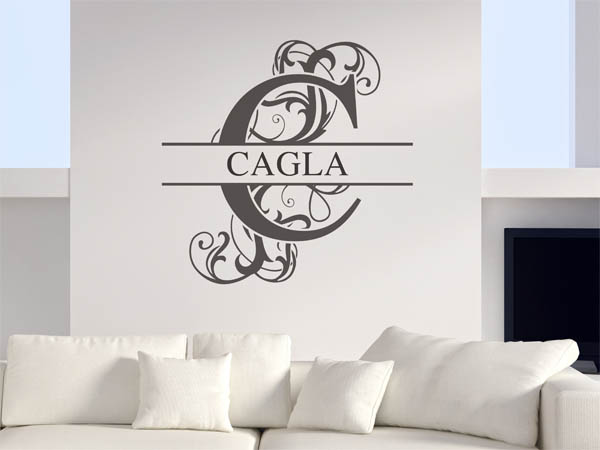 Wandtattoo verschnörkelter Buchstabe C mit Cagla
