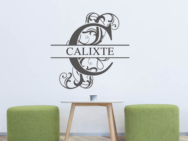 Wandtattoo verschnörkelter Buchstabe C mit Calixte