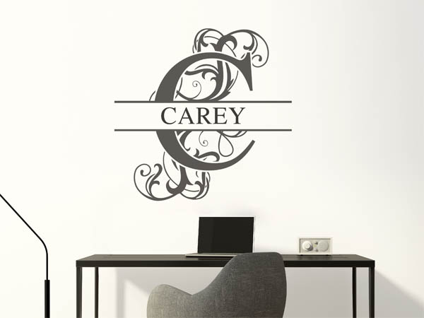 Wandtattoo verschnörkelter Buchstabe C mit Carey