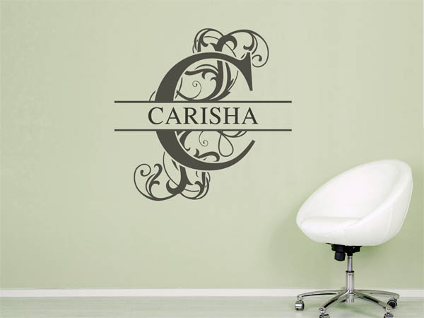 Wandtattoo verschnörkelter Buchstabe C mit Carisha