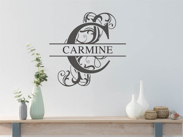 Wandtattoo verschnörkelter Buchstabe C mit Carmine