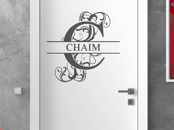 Wandtattoo verschnörkelter Buchstabe C mit Chaim