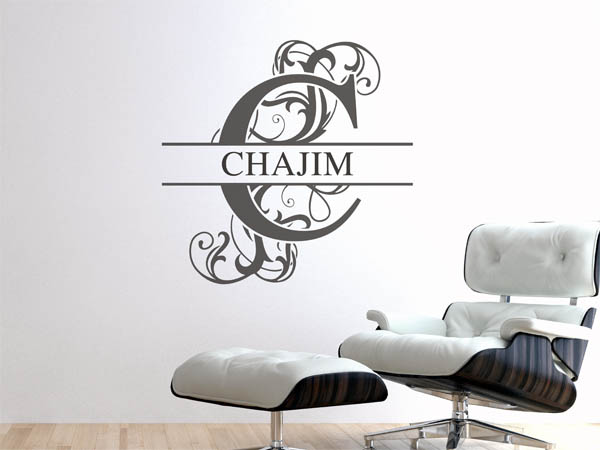 Wandtattoo verschnörkelter Buchstabe C mit Chajim